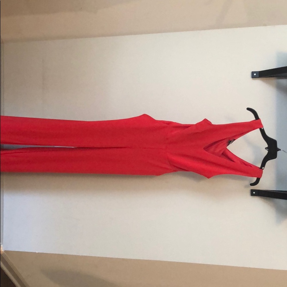 Express Cross back wide leg jumpsuit (Racing Red)
